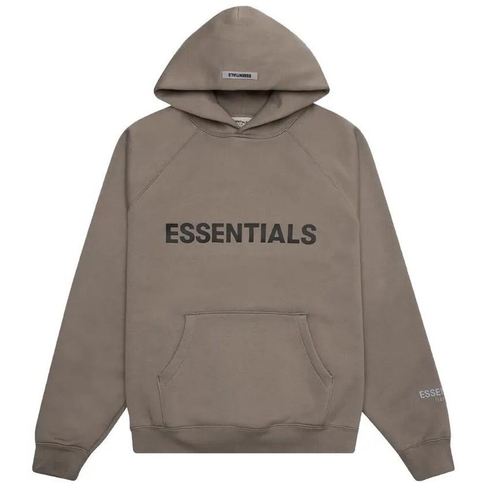 Fear of God Essentials Hoodie Taupe Fleece Pullover Logo Sweatshirt Size Large